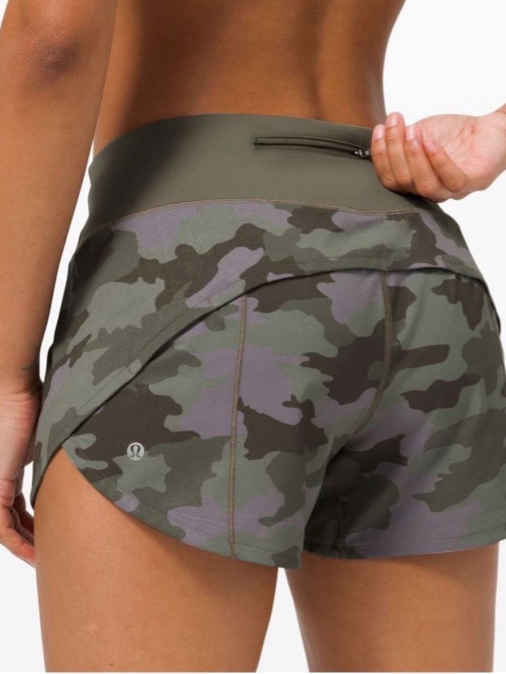 Lululemon Speed Up Mid-Rise Lined Shorts 4” Heritage Camo Dusky Lavender SZ 8